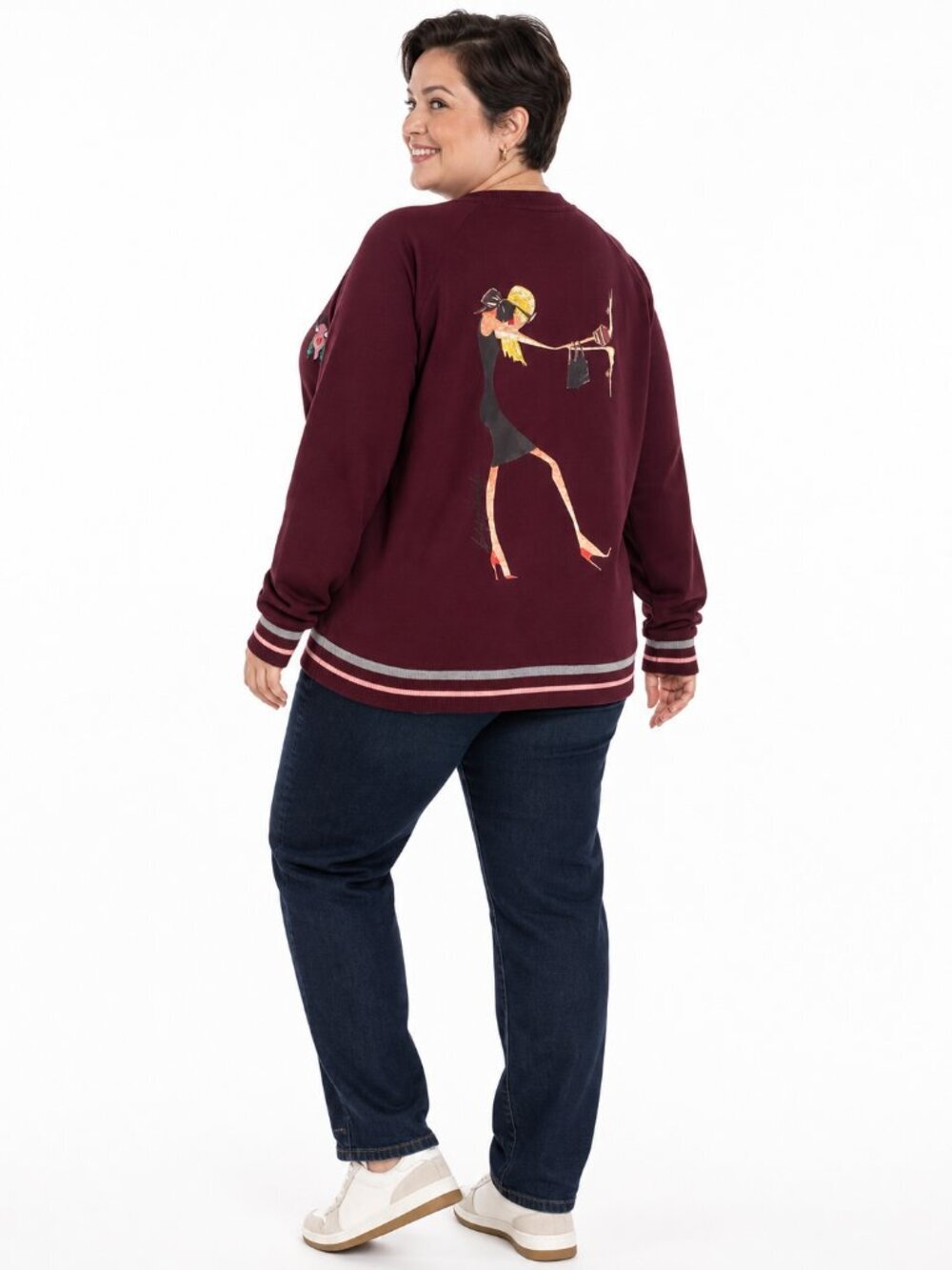 Badgley Mischka Original Artwork Burgundy Crewneck Sweatshirt XL Graphic